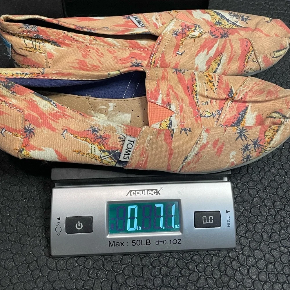 TOMS Tropical Island Sunset Canvas‎ Alpargata Shoes Womens 8 Peach Orange Multi